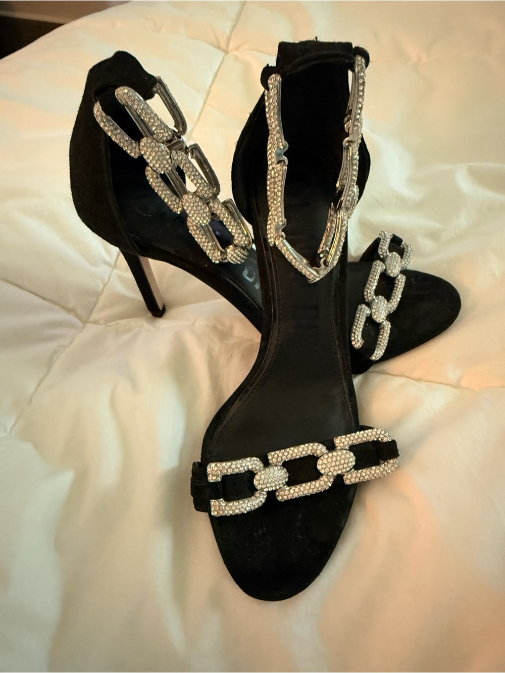 Gianni Bini black suede rhinestone chain heels. Size 7.5. Worn once